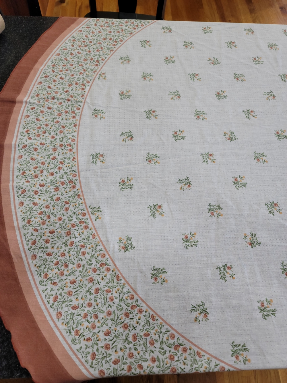 VTG Cacharel France Oblong Tablecloth Cotton Floral Cottagecore French Country